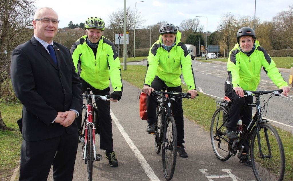 Cllr-David-Williams-and-Cyclists-Keith-Powell-Trevor-Craven-and-Rosie-Hunt